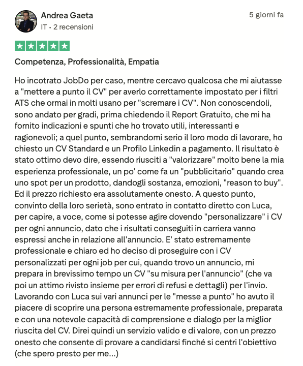 Recensione Trustpilot